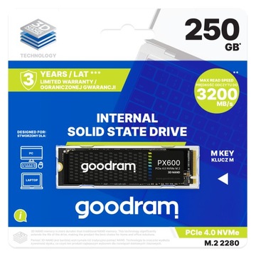 Dysk SSD M.2 Goodram PX600 250GB PCIe4x4 3.2/1.7