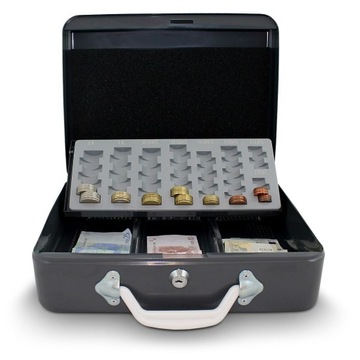 KASETKA NA PIENIĄDZE SEJF METALOWA 30CM SZARA