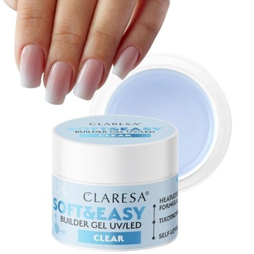 CLARESA Soft & Easy 12g ŻEL BUDUJĄCY DO PAZNOKCI SAMOPOZIOMUJĄCY CLEAR