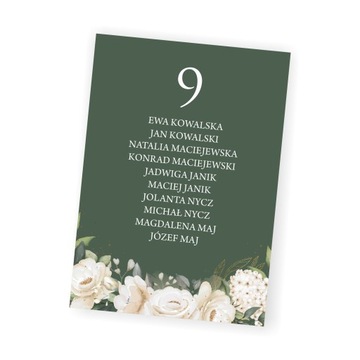 Plan numer stołów na przyjęcie weselne lista gości weselnych karta A5