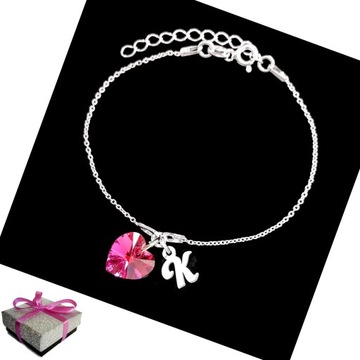 Bransoletka Litera Literka K Serce Swarovski 925
