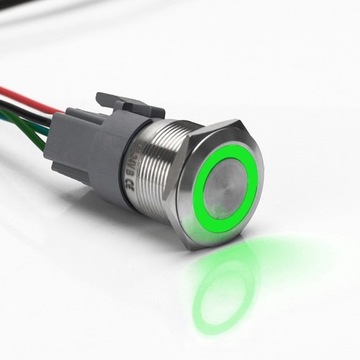 PRZYCISK MONOSTABILNY WANDALOODPORNY 250V 5A 25x35MM ZIELONY