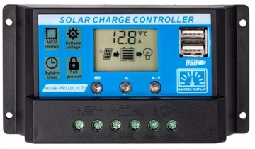 SOLARNY REGULATOR ŁADOWANIA PWM LCD USB 12/24V 10A