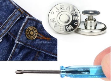 Guziki naprawcze do jeansów WKRĘCANE guzik DIY