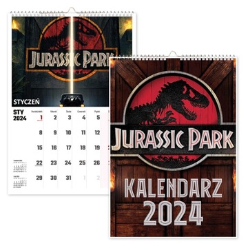 KALENDARZ ŚCIENNY NA ROK 2024 JURASSIC PARK A4