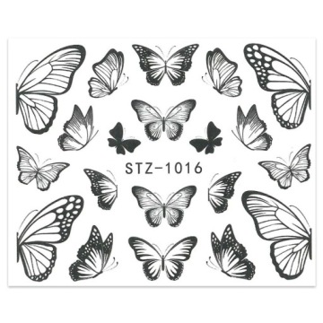 Naklejki Wodne Do Paznokci STZ-1016 Czarne Motyle