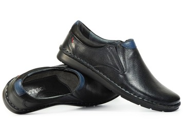 Buty męskie skórzane wsuwane czarne Kam Pol r.42