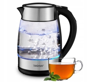 Беспроводной чайник Zelmer ZCK8026 1,7л, стекло, контроль температуры