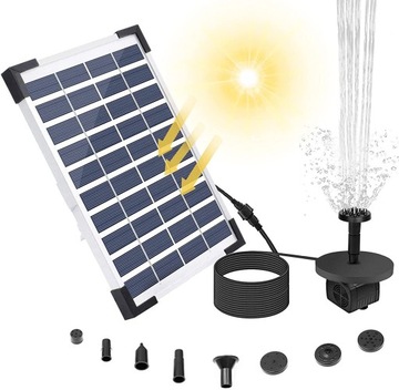 МОЩНЫЙ СОЛНЕЧНЫЙ САДОВЫЙ ФОНТАН НАСОС 400л/ч 5Вт