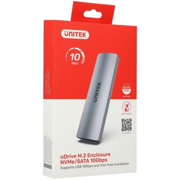 Отсек для накопителя Unitek для M.2 NVMe/SATA, 10 Гбит/с, USB 3.2 Gen2