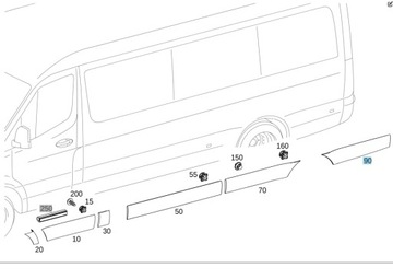 БОКОВАЯ ДЕКОРАТИВНАЯ НАКЛАДКА СПРАВА ЗА РУЛЕМ MERCEDES SPRINTER 907