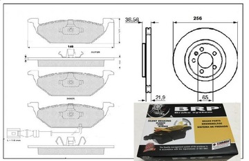 Диски Колодки Передние Audi A2 A3 VW Golf 4 Polo Skoda Fabia Octavia 1 (256мм)