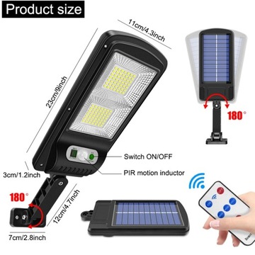 СОЛНЕЧНЫЙ УЛИЧНЫЙ ФОНАРЬ ФОНАРЬ 120 LED COB ДОМ/САД - МОЩНЫЙ ДАТЧИК ДВИЖЕНИЯ