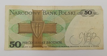 Старая коллекционная банкнота Польша 50 злотых 1988 года.