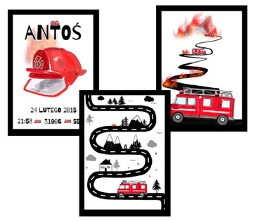 Zestaw z ramki plakat straż pożarna metryczka a4
