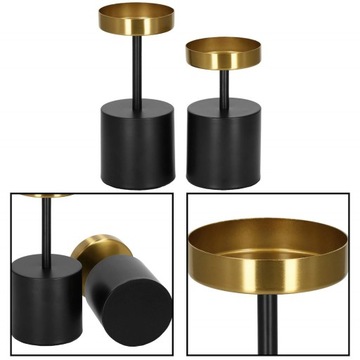 2x НАБОР ПОДСВЕЧНИКОВ, МЕТАЛЛИЧЕСКИЙ ДЕКОРАЦИОН, ЧЕРНЫЙ ДЛЯ СВЕЧЕЙ GLAMOUR LOFT