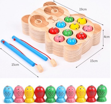 РЫБАЛКА, МАГНИТНАЯ, 2 х УДОЧКА, ЛОЙМА ЧЕРВЯ, ДЕРЕВЯННАЯ РЫБА