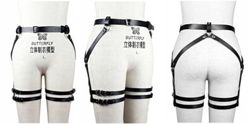 SEXY CZARNA SKÓRZANA UPRZĄŻ NA UDA BDSM HARNESS
