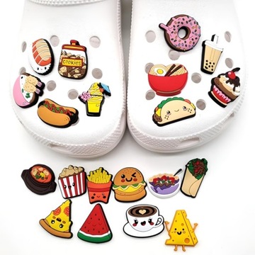 20 SZT. CHARMS DO CROCS FAST FOOD PRZYPINKI DONUTS JEDZENIE