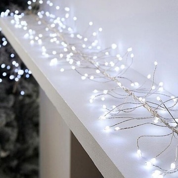 Girlanda Drucik Świetlny Ryż na Prąd 240 LED Białe Zimne 2,4m