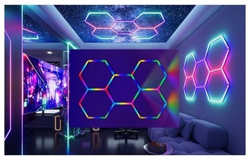 Lampa HEXAGON RBG KOLOR 5HEX 230x160 Plaster Miodu Warsztat Garaż Salon ALU
