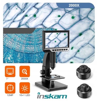 Цифровой микроскоп с ЖК-дисплеем 2000x + 10LED 1080P 12MPIX