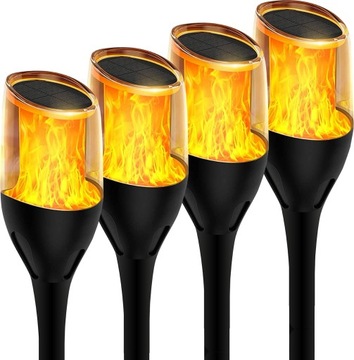 4x LAMPA SOLARNA LED WBIJANA SŁUPEK EFEKT PŁOMIEŃ LATARNIA OGIEŃ SZPIKULEC