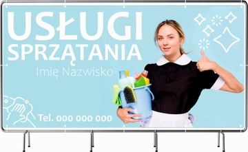 BANER REKLAMOWY 130x80cm projekt gratis USŁUGI SPRZĄTANIA TWOJE IMIĘ