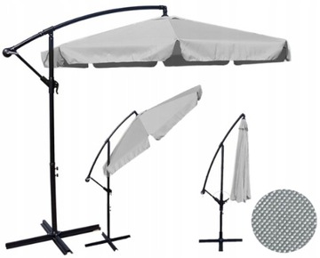 PARASOL OGRODOWY DUŻY SKŁADANY Z WYSIĘGNIKIEM 350CM Z FALBANĄ 8 SEGMENTOWY