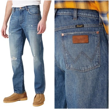 Męskie spodnie jeansowe proste Wrangler GREENSBORO W33 L32