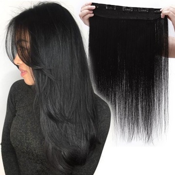 Цельные натуральные волосы для наращивания волос CLIP IN 60 см, темно-коричневые