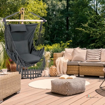 Гамак-качели, подвесное кресло, бразильское садовое кресло-качалка + 3 подушки