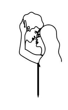 TOPPER NA TORT Ślubny WESELNY RYSY TWARZY czarny