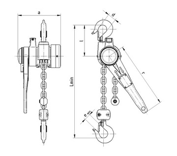 Лебедка с храповым механизмом 1,6 т. Цепь, подъем 3 м.