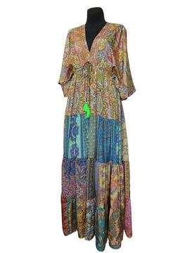 MAXI SUKIENKA jedwab Indyjska BOHO kimono (078) INDIA ONE SIZE