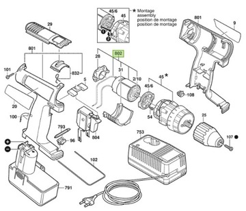 Bosch 2607022945 Silnik do wkrętarki GSR7,2VES-2