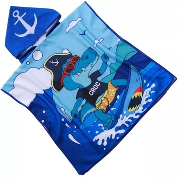 Ręcznik plażowy poncho 60x120 cm kaptur krokodyl