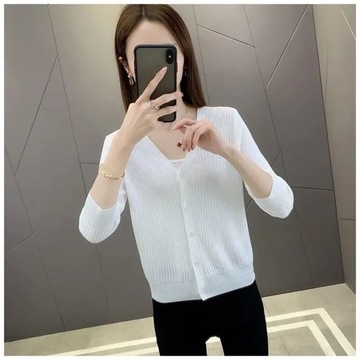 2023 Female Coat Tops Knitted Long Sleeve V-Neck S