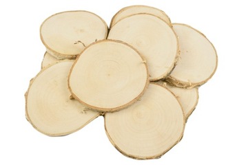 Plastry drewna, krążki drewniane 8-9 cm szlifowane
