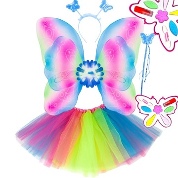 Комплект ЦВЕТНАЯ БАБОЧКА, наряд ФЕЯ, крылья ПАЧКА