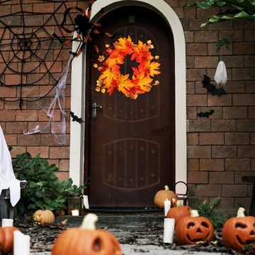 Венок из кленового листа, входная дверь, лестница, уличный декор, искусственный урожай, 40 см