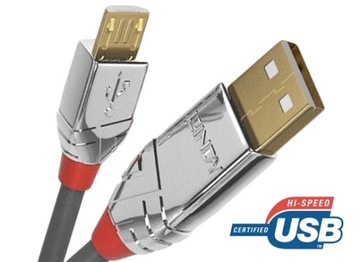 Lindy 36653 USB 2.0 A — линейный кабель Micro-B Cromo — 3 м