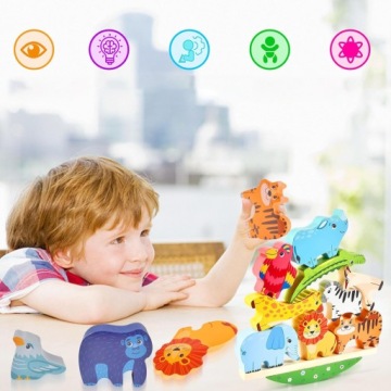 Деревянные кубики с животными Монтессори для 2, 3, 4 лет