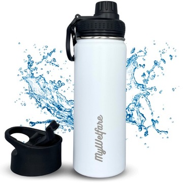 BUTELKA TERMICZNA IZOLUJĄCA TURYSTYCZNA TERMOS BIDON 550 ML BIAŁA