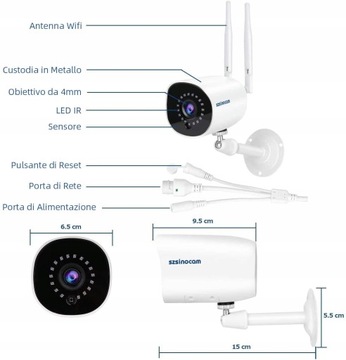 SZSINOCAM Wi-Fi 4MPX IP-камера мониторинга
