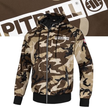 Męska Kurtka Wiosenna z Kapturem Pitbull Wiatrówka ATHLETIC LOGO_L