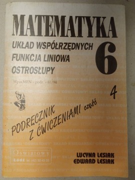 Matematyka 6 część 4 - układ wspołrzędnych, funkcja liniowa, Ostrosłupy
