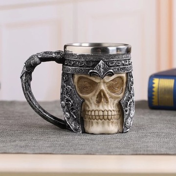EPICKI KUFEL KUBEK CZASZKA WIKINGA STAL NIERDZEWNA 400 ML RPG LARP