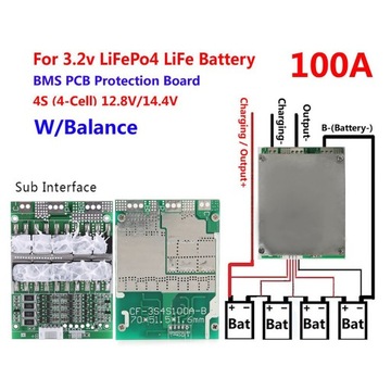1 шт. 4S 100A 12 В LiFePO4 фосфат