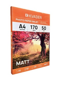PAPIER FOTOGRAFICZNY DO ZDJĘĆ A4 MATOWY 170g 50szt DO DRUKARKI ATRAMENTOWEJ